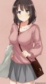 バッグとセーター加藤恵ちゃん ボブ